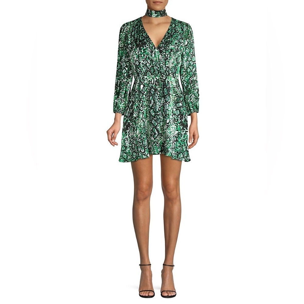 NEW Alice + Olivia Rita Blouson-Sleeve Choker Dress 12